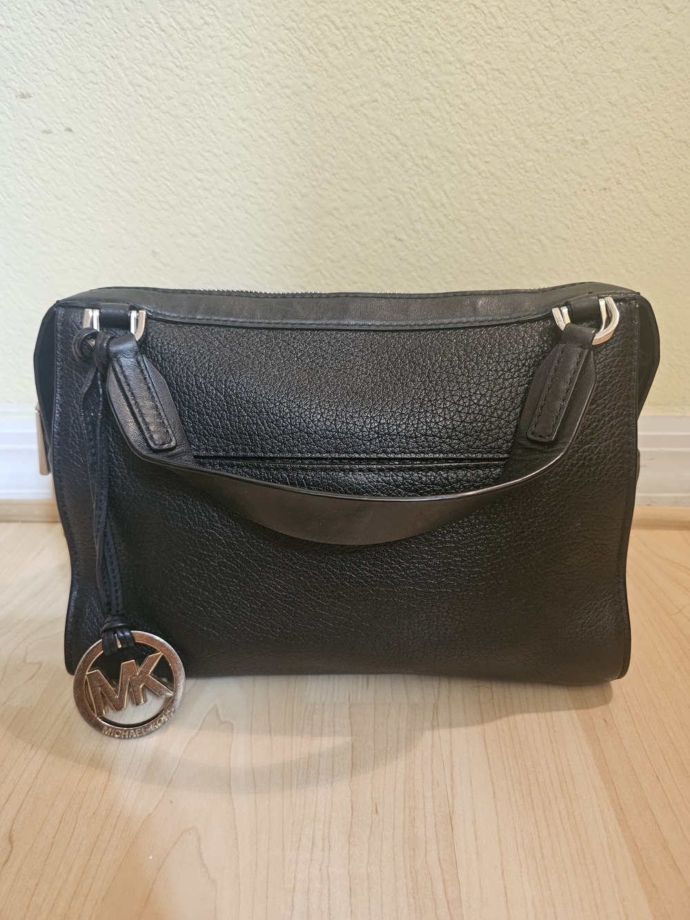 Michael Kors Ingrid Black Pebbled Leather Shoulder Bag